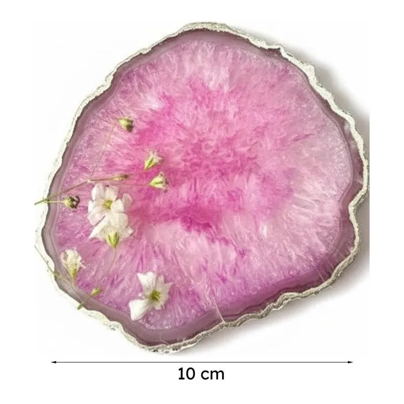 Byrona Handcrafted Crystal Agate Coaster (Pink) - Set Of Two media 6