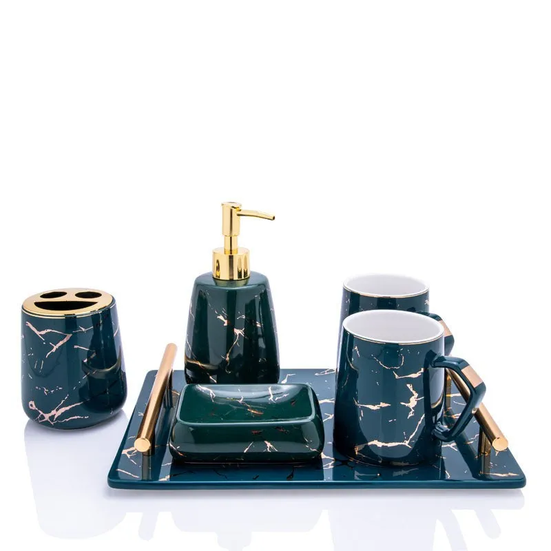 Goldira Galore Green Bathroom Set - Six Piece Set media 3