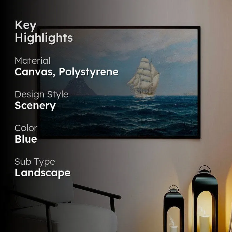 A Sailing Ship Canvas Wall Painting - Black Frame media 2