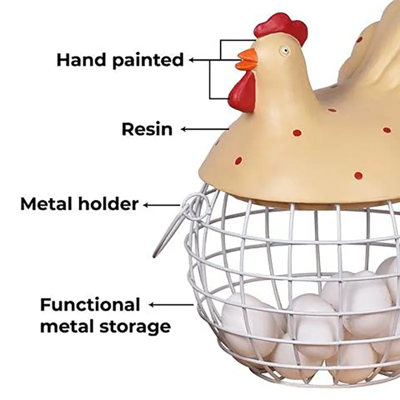 Cluck Cluck Egg (Polyresin, Metal) Storage Basket media 6
