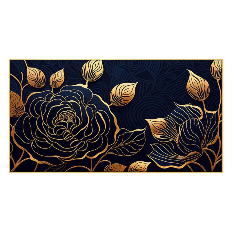Goldline Rose Floral Canvas Wall Painting media 4