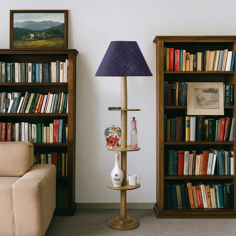 Vintage Glow Light Wooden Floor Lamp - Blue media 4