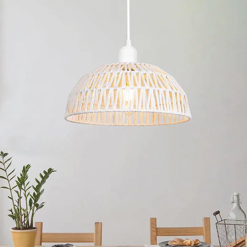 Lattice Long Rattan Ceiling Lamp - White media 2