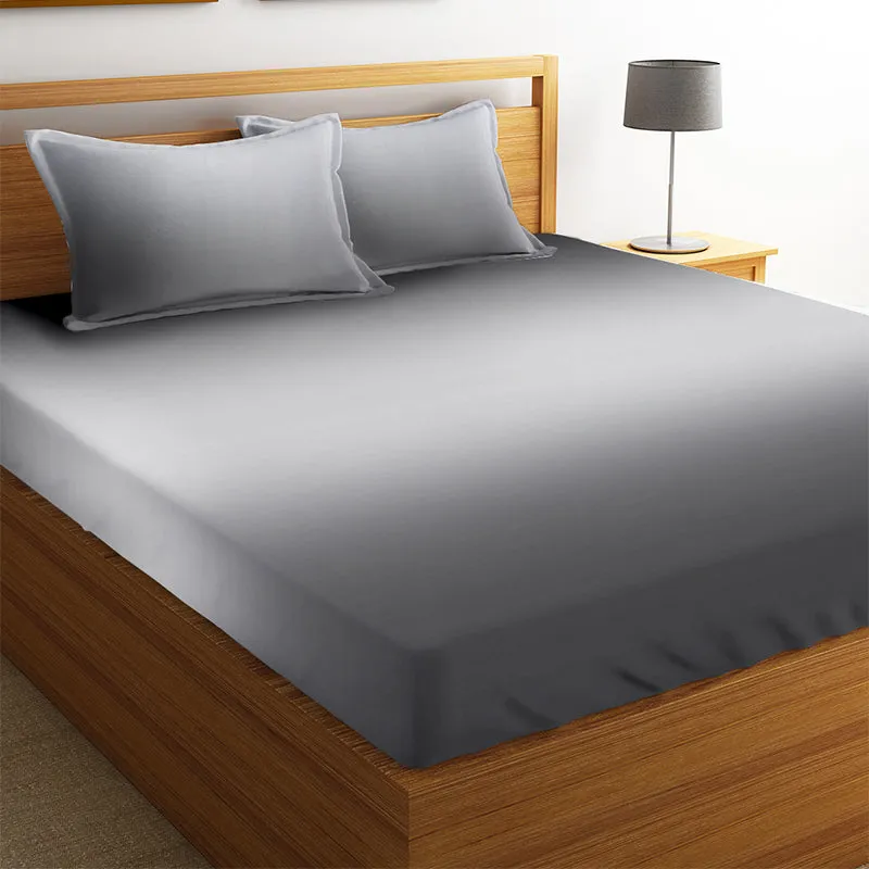 Silas Solid Cotton Bedsheet (Grey) - 210 TC media 1