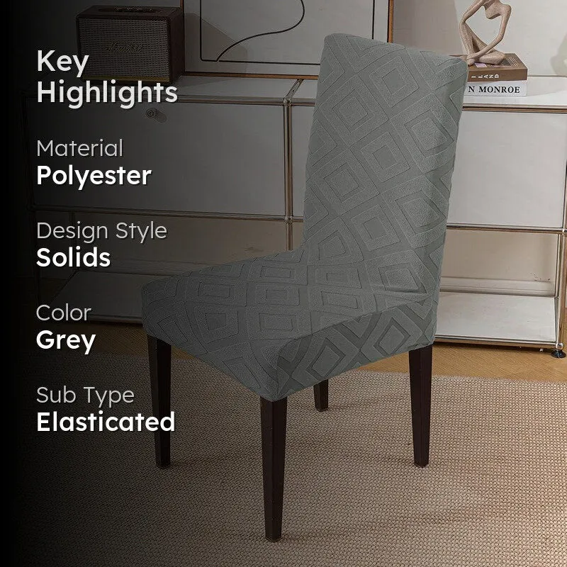 Diamante Jacquard Chair Cover - Stone Grey media 2