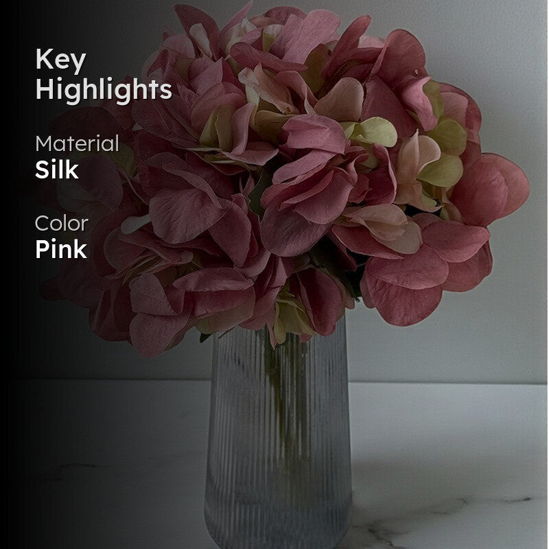 Hydrangia Silk Artificial Flower - Pink media 2