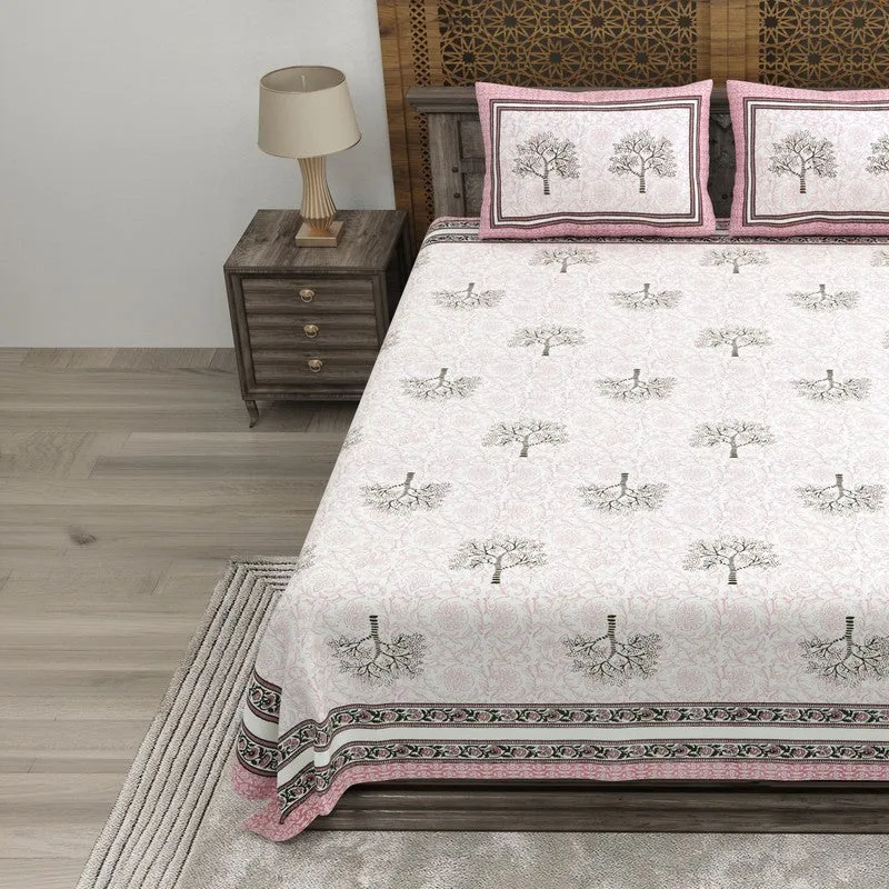 Gridor Cotton Bedsheet (Pink,Grey) - 240 TC media 3