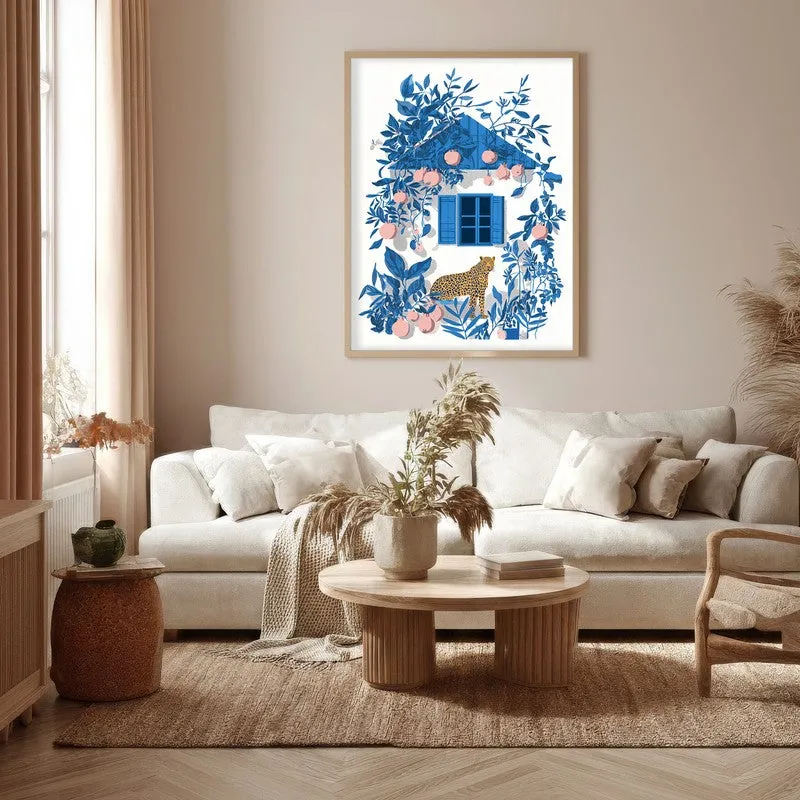 Azureleaf Blue Door Garden Canvas Wall Painting With Brown Frame media 5