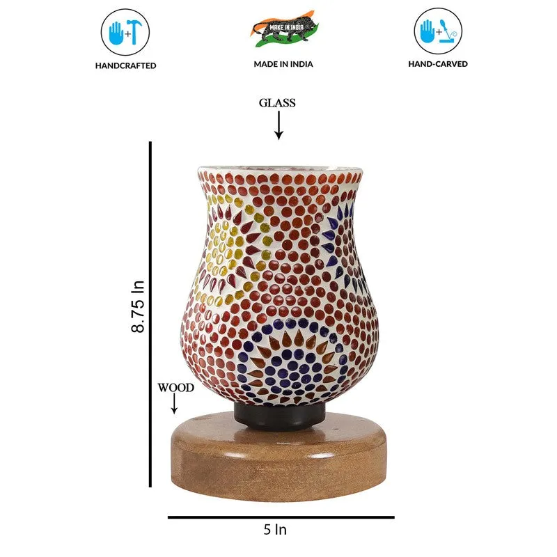 Lumvira Mosaic Glass Table Lamp With Wooden Base - Multicolor media 8