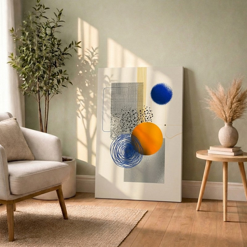 Neutral Grid Composition Canvas Wall Art