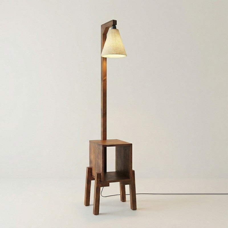 Dreyfus Wooden Floor Lamp With Shelf media 8
