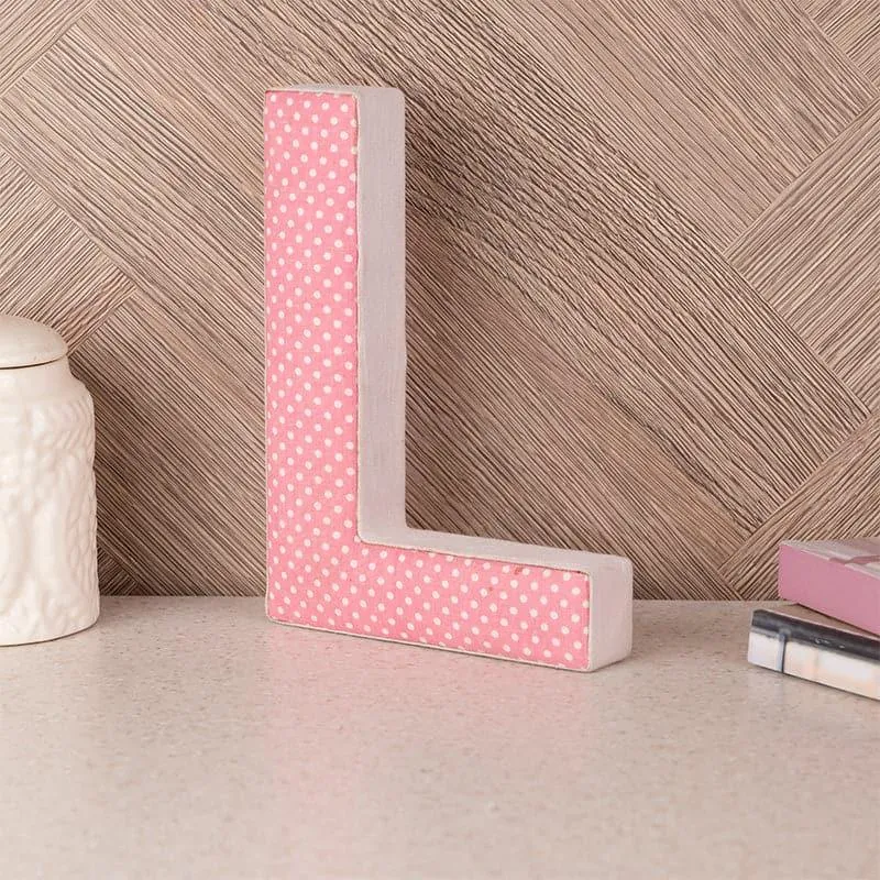 Alphabet L Polka MDF & Fabric Wall Accent media 1