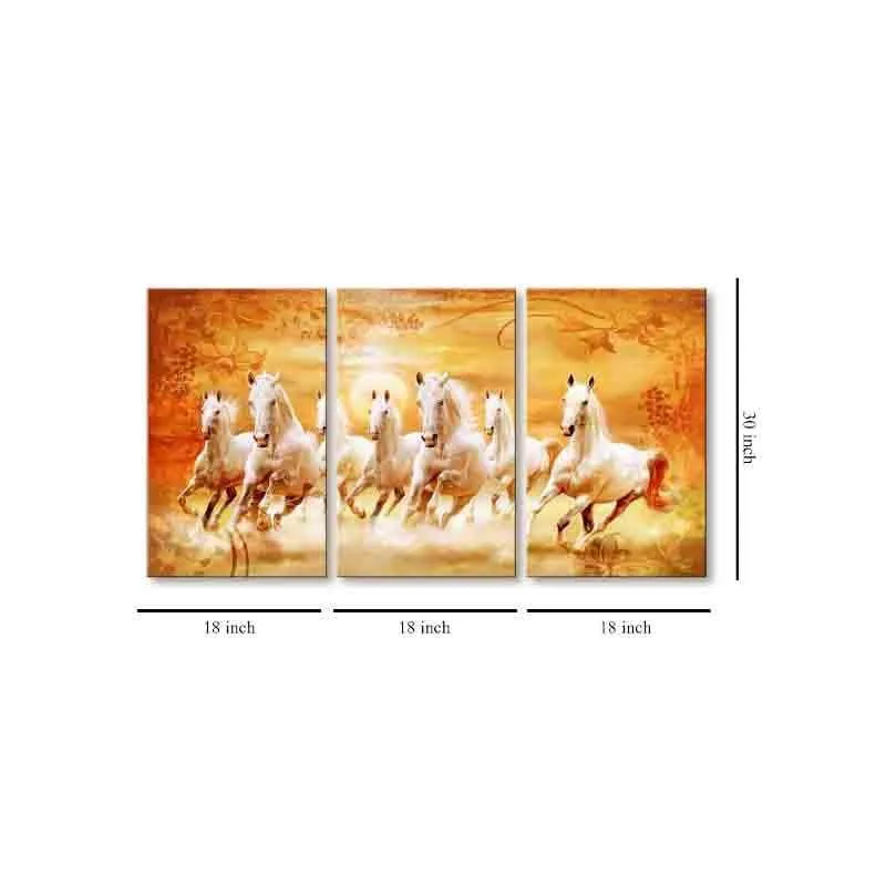 Prancing Horses Poly Canvas Wall Art - Set of Three media 9
