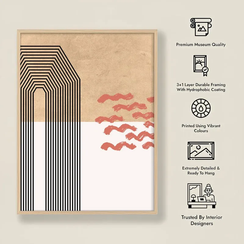 Earthbound Geometry Canvas Wall Painting With Brown Frame media 9