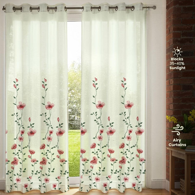 Urban Space Vine Floral Multicolor Polyester Curtains - Set Of Two media 5