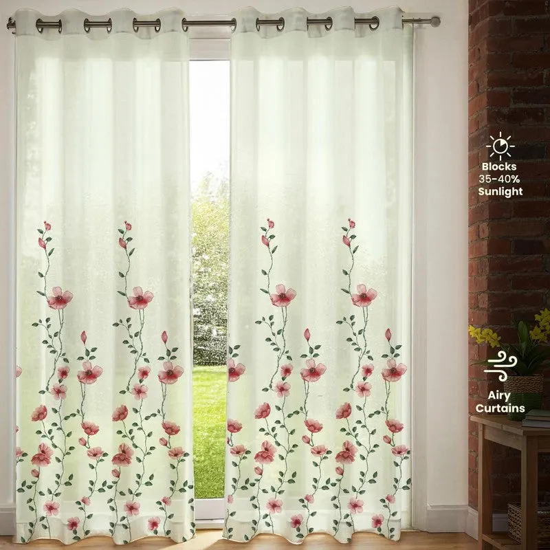 Urban Space Vine Floral Multicolor Polyester Curtains - Set Of Two media 5