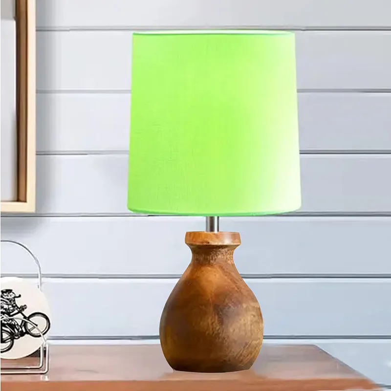 Eleera Wooden Table Lamp - Green,Brown media 3