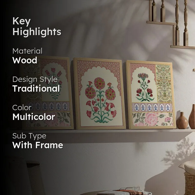 Manjitha Ethnic Floral Wall Art - Set Of Three media 2