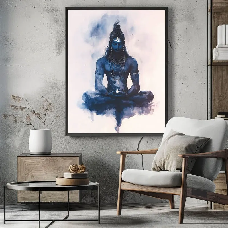 Divine Lord Shiva Archival Paper Wall Painting With Frame - Black media 3
