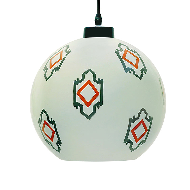 Summer Specks Hand Painted Glass Moon Ceiling Lamp media 4