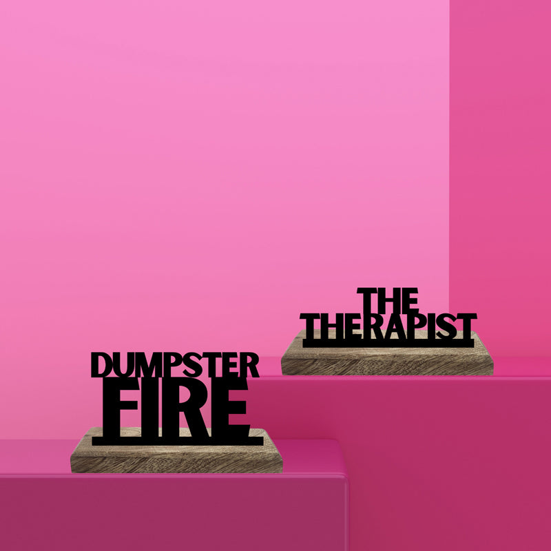 Dumpster Fire Typography Showpiece - Set Of Two