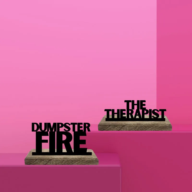 Dumpster Fire Typography Showpiece - Set Of Two media 1