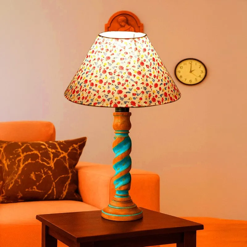 Elara Arin Floral Wooden Table Lamp - Multicolor media 1