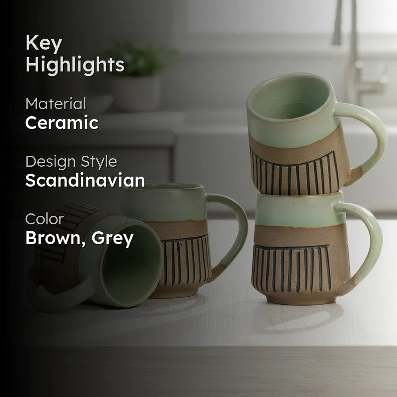 Ceramic Ceramic Coffee Mug (400 mL Each) - Set Of Four media 2