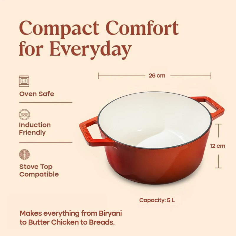 Cumin Co Enamel Cast Iron Cooking Pot (5000 mL) - Rust media 9