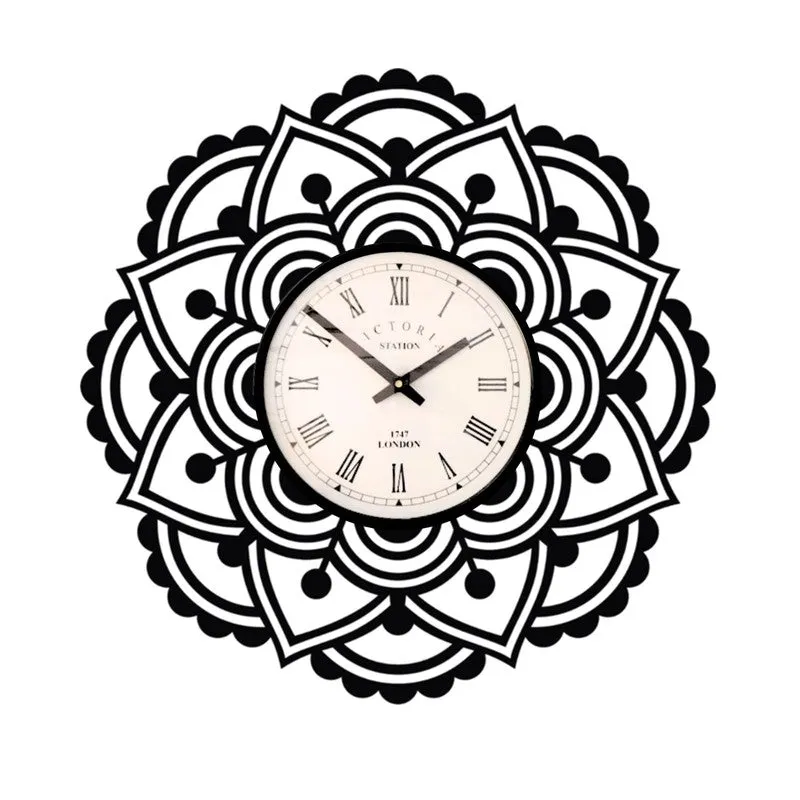 Ornaflora Steel Analog Wall Clock - Black media 4