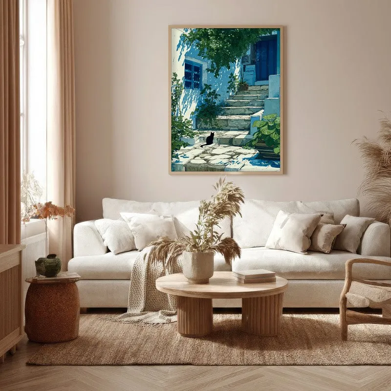 Coastal Village Canvas Wall Painting - Brown Frame media 5
