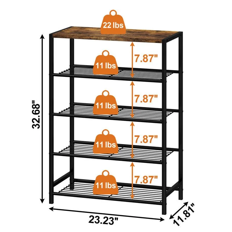 Strong Metal Shoe Rack - Black,Brown media 8