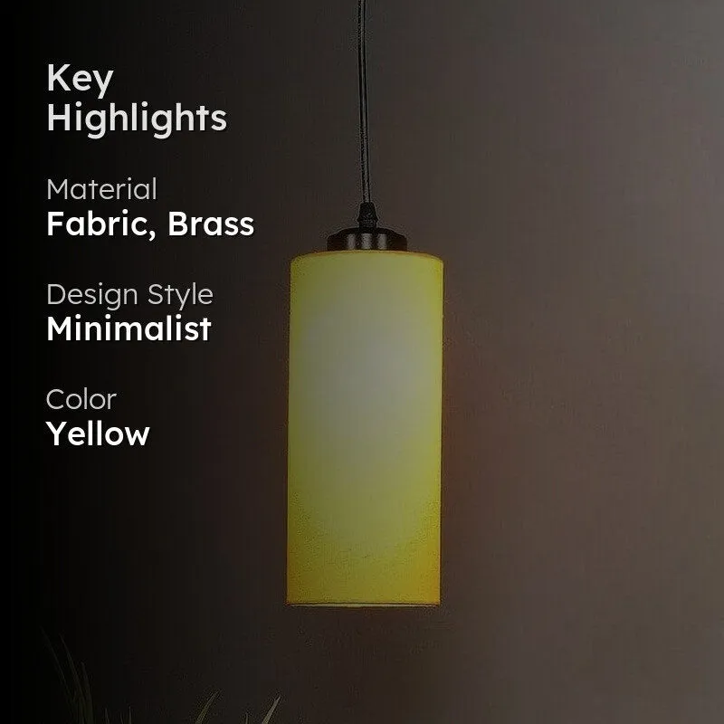 AuraGlow Cylindrical Fabric Ceiling Lamp - Yellow media 2