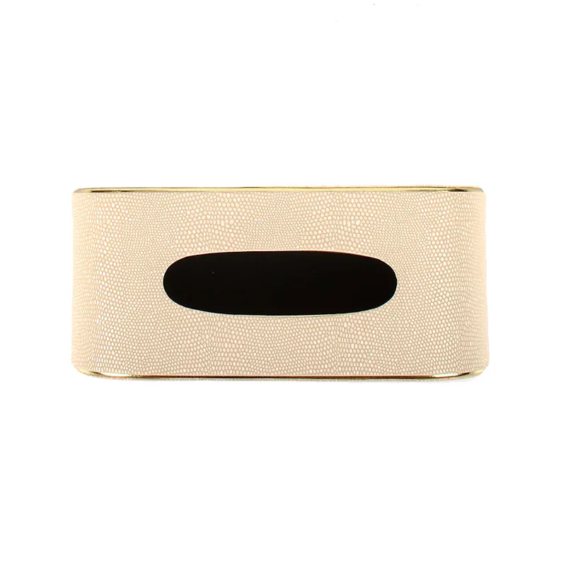 Tisquo Curve Faux Leather Tissue Box - Ivory media 5