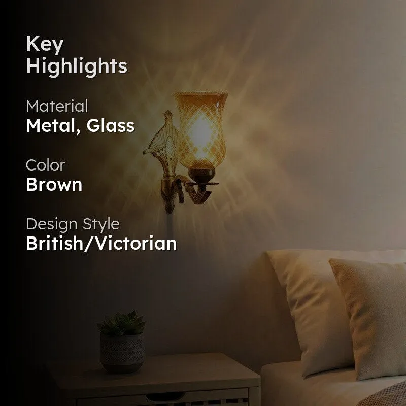 Honey Glow Floral Antique Glass Wall Lamp media 2