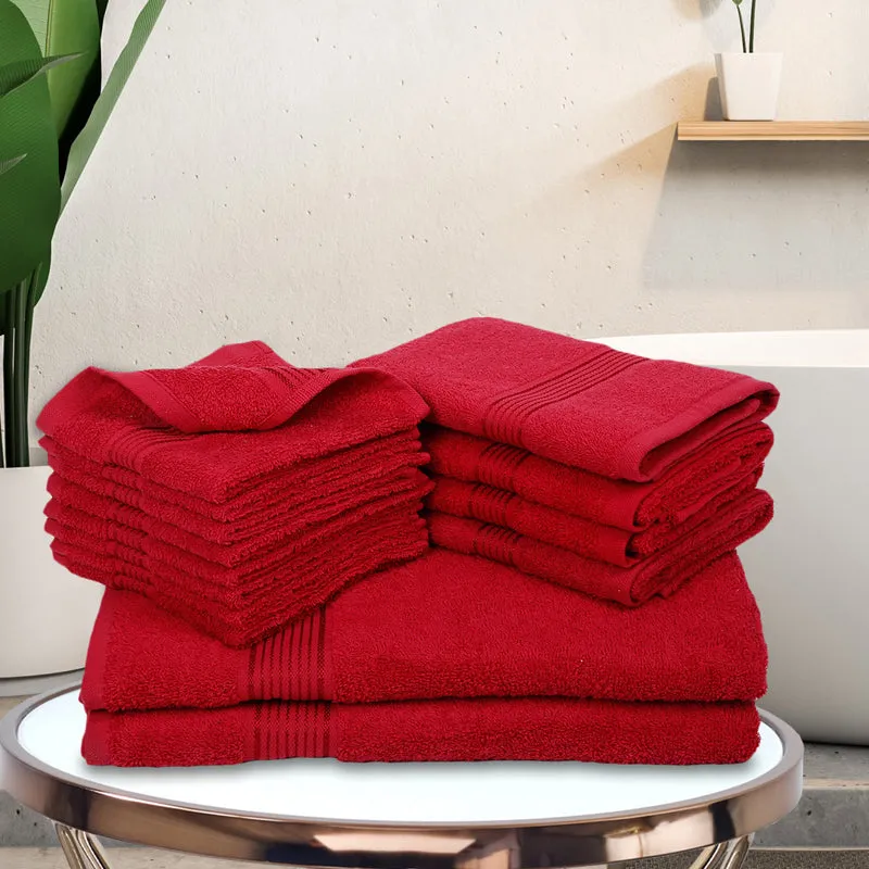 Comfora Towel Set (Red) - Fourteen Piece Set media 1