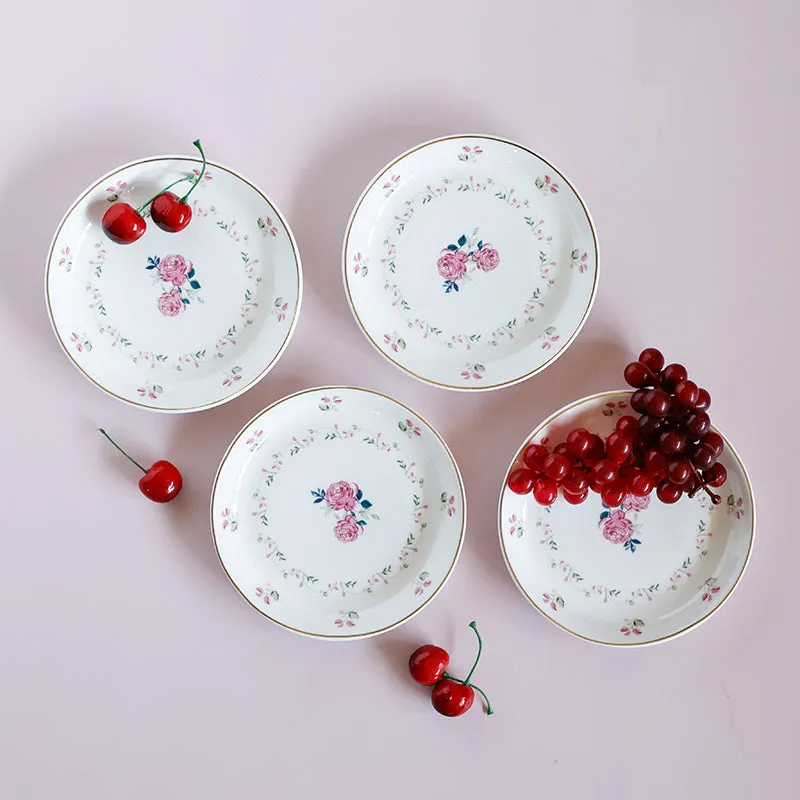 Magique: Portrait of a Rose Bone China Snack Plates - Set of Four media 3