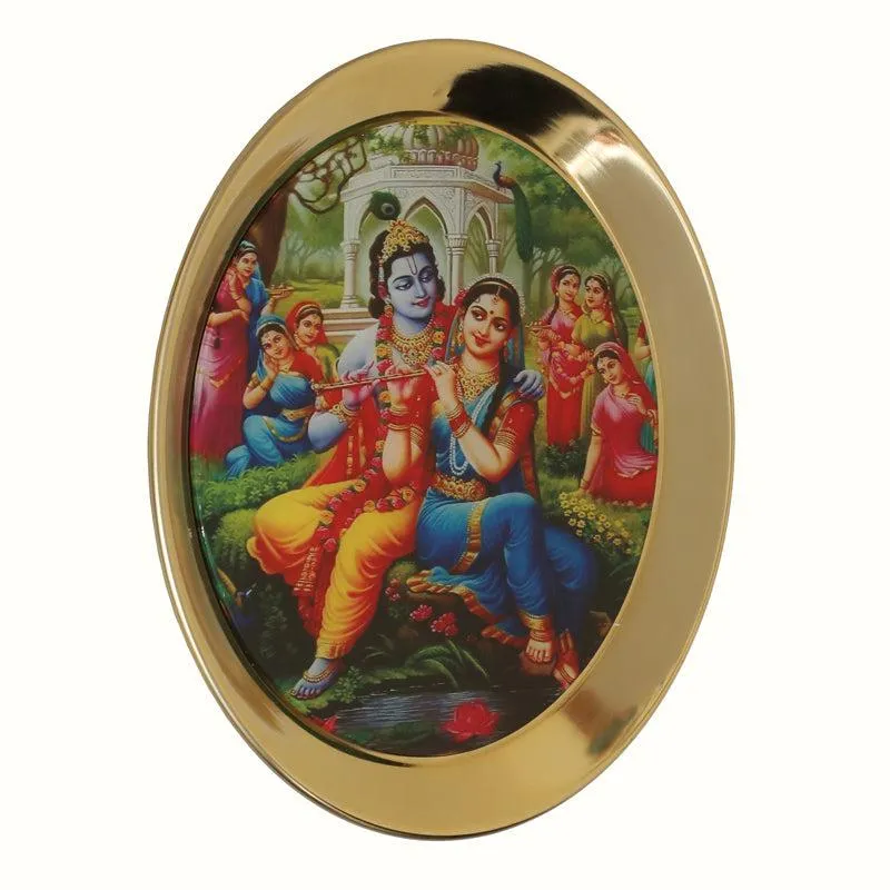 Suvarna Radha Krishna Metal Wall Plate media 3