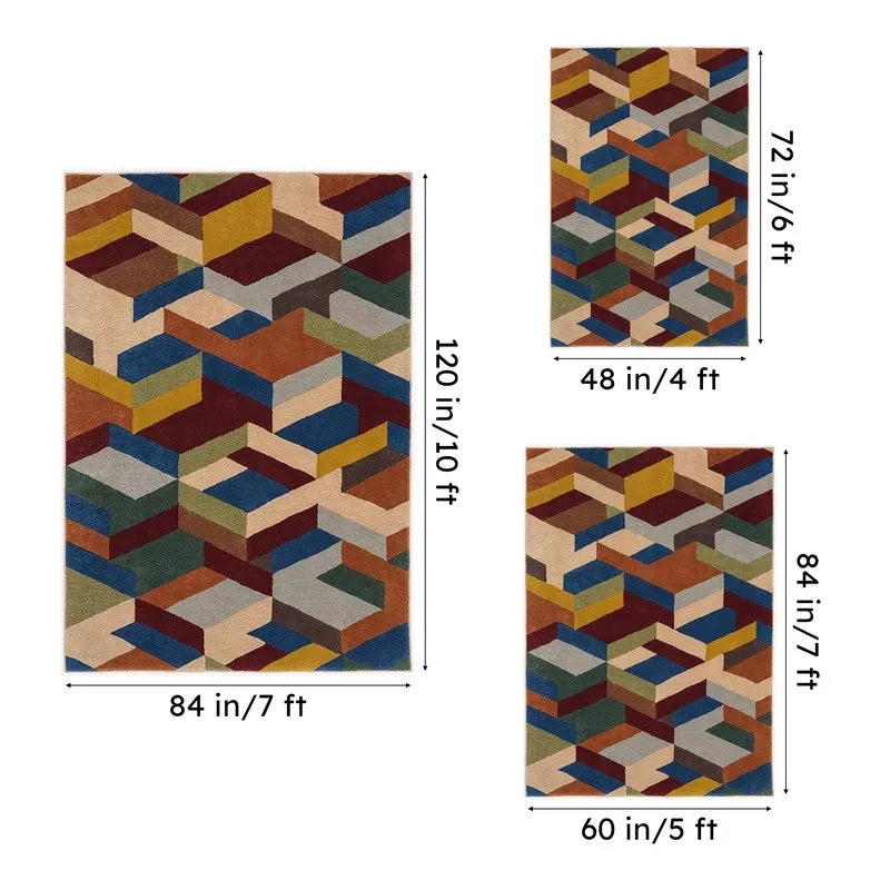 Elpenor Hand Tufted Geometric Wool & Nylon Carpet - Multicolor media 15