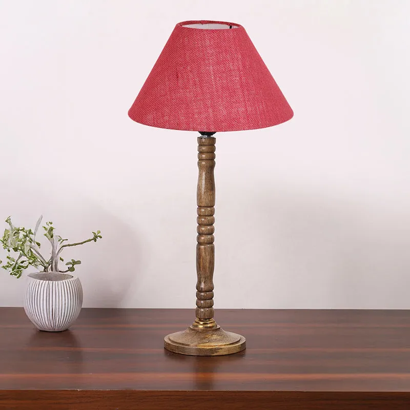Loft Gleam Table Lamp With Carved Wooden Base - Red,Brown media 3