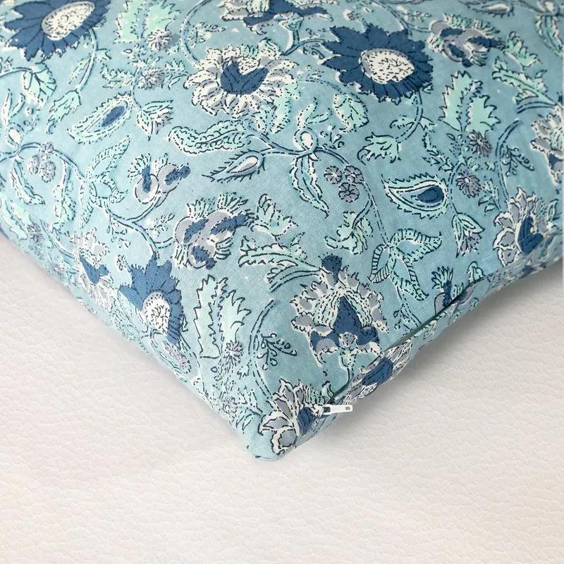 Jahnvi Printed Cushion Cover (Blue) - Set Of Two media 3