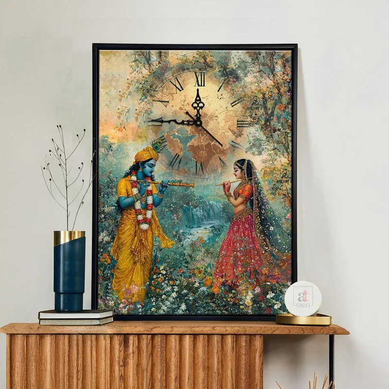 Shyama Sakhi Wall Art With Clock media 1
