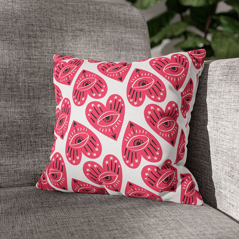 Heart Vision Printed Velvet Cushion Cover