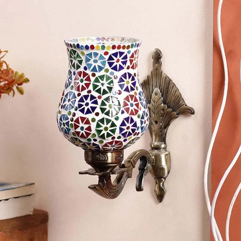 Phulkari Mosaic Glass & Metal Wall Lamp media 3