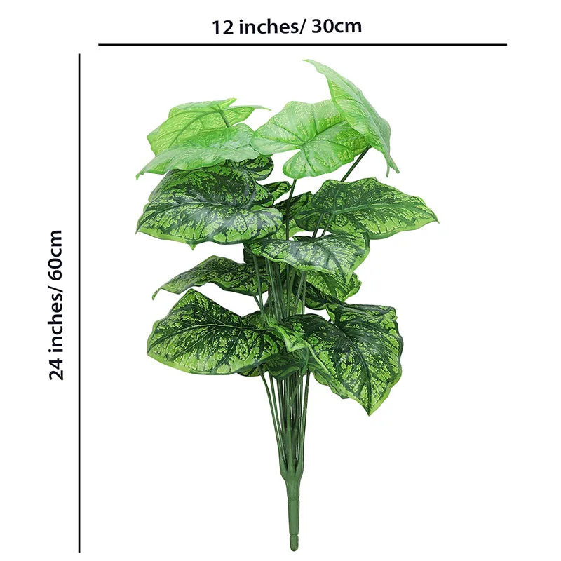 Botanika Artificial Colocasia With Black Plastic Pot & pebbles (Dark Green) - 2 Feet media 6