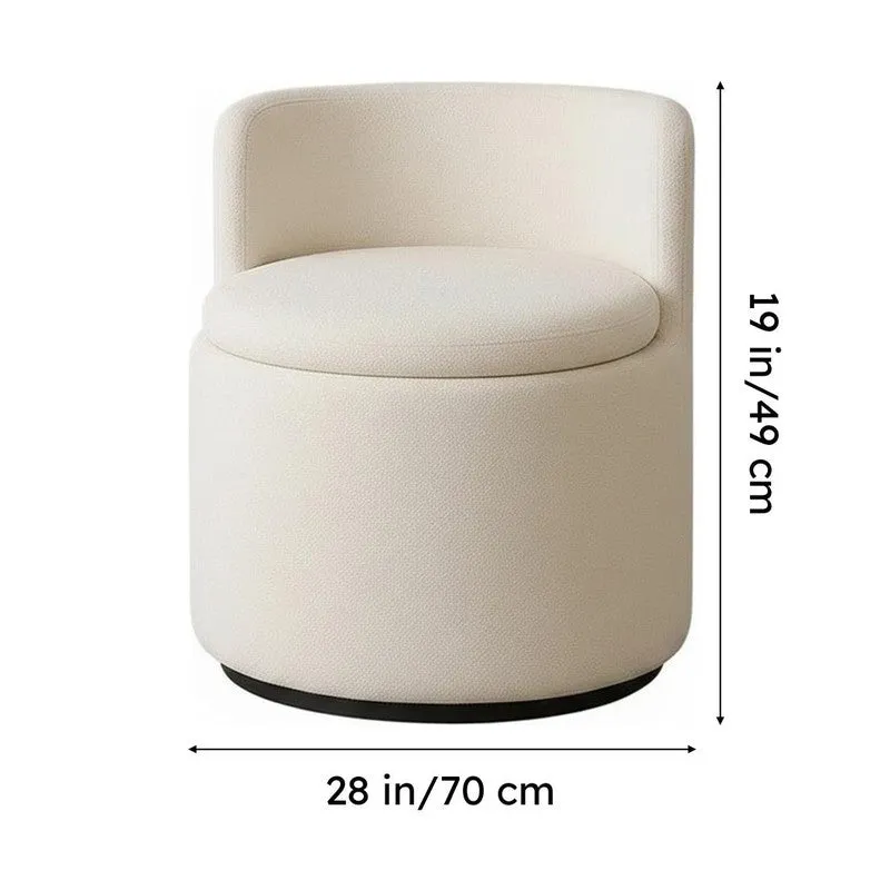 Comfora Solid Ivory Sherpa Fabric Ottoman media 9