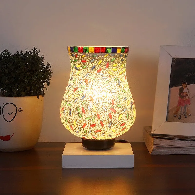 Aurinia Mosaic Glass Table Lamp With Wooden Base - Multicolor media 3