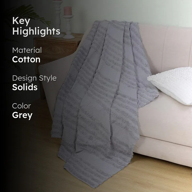 Nishtha Cotton Throw - Light Grey media 2