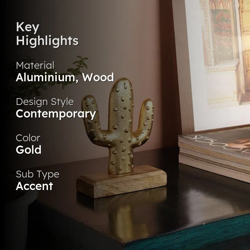 Cactus Charm Showpiece - Gold media 2