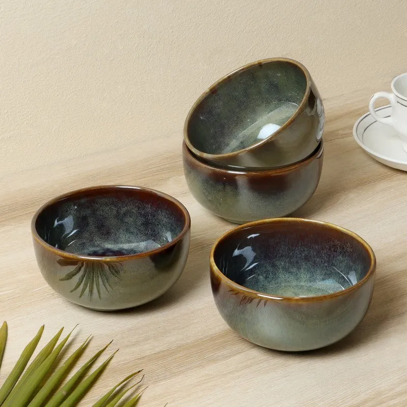 ServeEase Snack Bowl (Olive Green,400 mL Each) - Set Of Four media 1